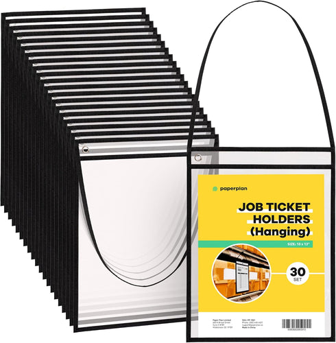 Enjoy Premium 30 Pack Hanging Job Ticket Holders 9x12 - Strong, Reusable Sleeves for Lasting Organization