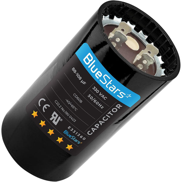 BlueStars 88-108 uf mfd 330VAC Volts Round Motor Start Capacitor, 50/60 Hz AC Electric Replacement Part.