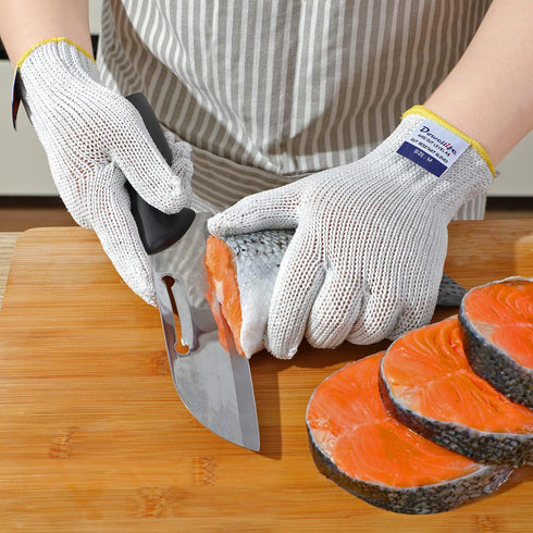 Dowellife Level 8 Cut Resistant Gloves, Food Grade, Medium White