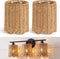 Glooglitter 2 Pcs Rattan Lamp Shade Small Scalloped Lampshade with E14 Adapter Ring