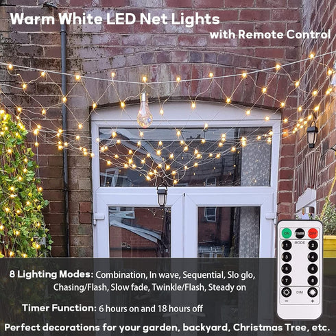 echsoari Battery Operated Net Lights, 100 LED Fairy Lights with Remote Timer for Party Decor