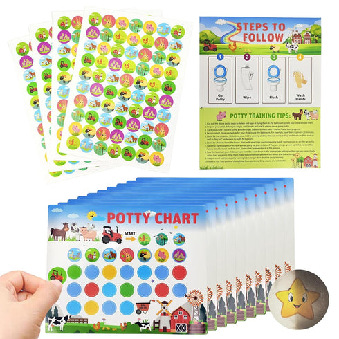 TSBSHum 18-Piece Potty Training Chart,Potty Training Sticker Chart for Boys,Made of Waterproof Paper,Helps