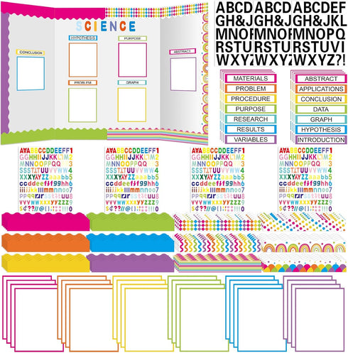 Aurtho 99 Pcs Science Fair Board Supplies 60 Trim Scalloped Bulletin Board Borders