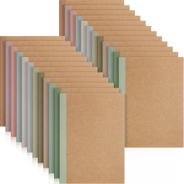 Harloon 24 Pcs A5 Composition Notebook Journals | 8 x 5.75 in College Ruled Kraft Notebooks with Rainbow Spines