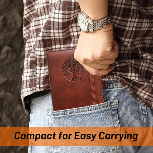 Small Pocket Leather Journal Notebook Mini (Brown)
