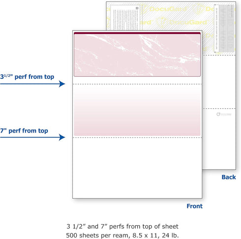 DocuGard Burgundy Marble Top Check, 8.5 x 11 Inches, 500 Sheets, 1 Check Per Sheet
