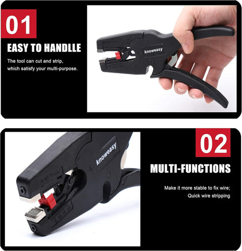 Wire Stripper Tool - knoweasy 2 in 1 Wire Stripping Tool with Cutter for 32 to 7 AWG