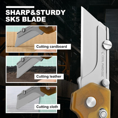 COOL PARD EDC 4Pcs Folding Pocket Utility Knife Quick Change Blade Razor Knife with Extra Razor Blades,Box Cutter