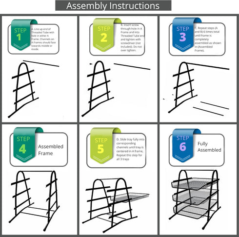 Performore 3 Tier Paper Tray Organizer for Desk, Black Stackable Metal Mesh Letter Trays for Document Storage