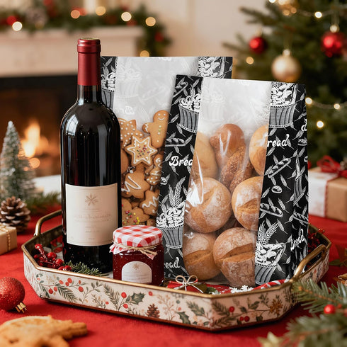 100 13.7x8.3x3.5 inch Nicunom Pcs Paper Bread Bags for Homemade Bread, Sourdough Bags with Window Large Bakery Bags