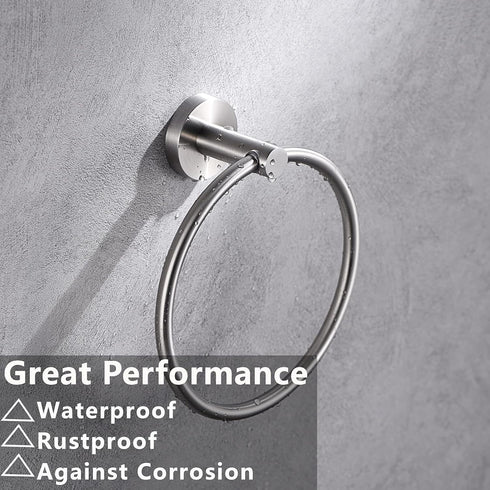 Brushed Nickel Toilet Paper Holder and Hand Towel Ring Set - 2 Pieces Bathroom Hardware Accessories