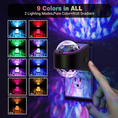 Wall,2 Pack 9 JandCase Night Lights Plug into Star Projector RGB Night Light with Color Change, Automatic Galaxy
