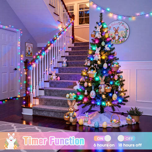 4 Pack 50 16.5ft Easter Lights Battery Operated, LEDs Pastel String Lights Indoor Outdoor Waterproof, Green Wire
