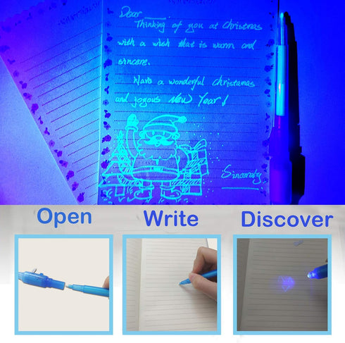 SCStyle Invisible Ink Pen, 7 Pcs, Spy Marker for Secret Messages, Gift for Kids, Invisible Ink with UV Light