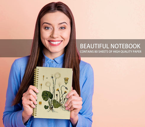 Plant Journal Notebook Aesthetic, Pretty Journal, 5.5×8.3 Spiral Bound Notebook with 164 Pages, College School Supplies Aesthetic, Jornal, Notebook for Wome