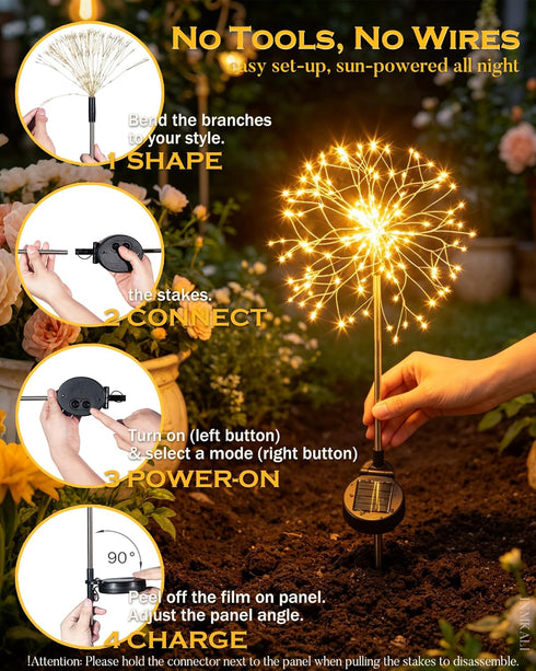 2 Pack 150Leds Solar Garden Lights Outdoor Yard Decorations, Pathway Lights Stake, Fairy Firework Light for Garden
