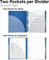 Dunwell 5-Subject Notebook, College Ruled, 8.5 x 11 (Blue), 200 Sheets (400 Pages) with Tabs and Pockets