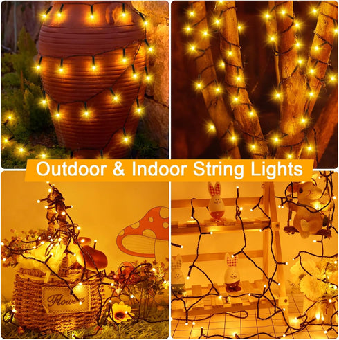 cshare 39.4ft 120LED 8 Solar String Lights for Outside, Outdoor Solar String Lights Modes for Garden Yard Patio Tree