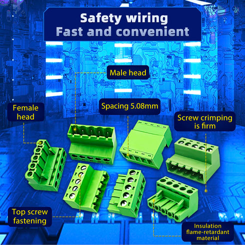 10 Pairs 5 Pin 5.08mm Pitch PCB Mount Screw, 10Pcs Phoenix Type Connector PCB Mount Terminal Block with 10Pcs Plug