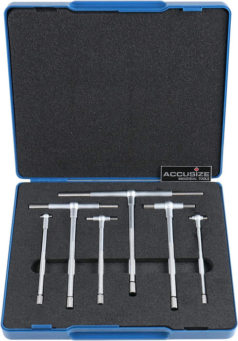 Accusize Industrial Tools Premium 5/16'' - 6", 6ps/Set Telescoping Gage Set, Satin Chrome Finished