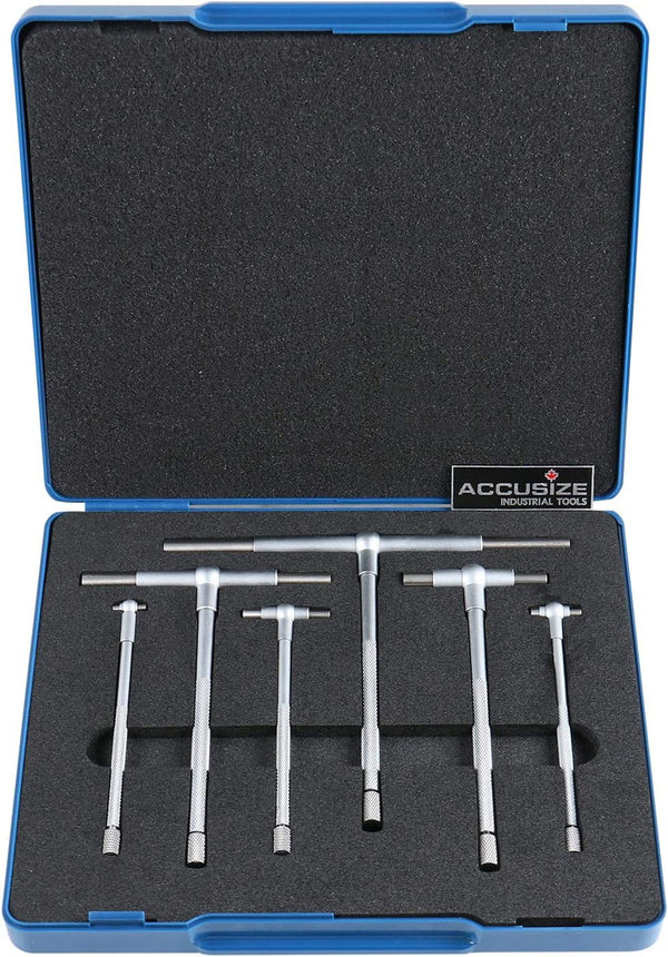 Accusize Industrial Tools Premium 5/16'' - 6", 6ps/Set Telescoping Gage Set, Satin Chrome Finished