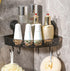 9 Inch Suction Storage Rack, Black Plastic Bathroom Corner Removable Toiletry Storage Rack for Kitchen and Bathroom