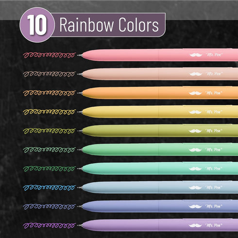 Mr. Pen- Retractable Gel Pens, 10 Pack, Colorful Ink Gel Pens, Pastel Barrels, Gel Pens Fine Point 0.5mm, Retractable Pens, Cute Pens, Gel Ink Pens, Aesthetic Pens for Journaling Fine Tip Pens