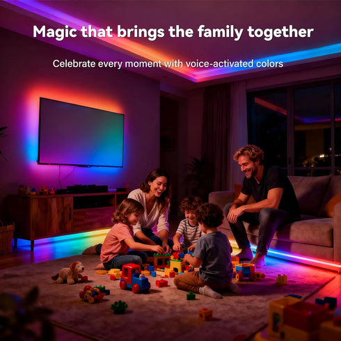 Dimmable 16.4ft AI Voice Activated Led Lights Strip, Indoor Kids Bedroom Night Lighting RGB IC, Multiple Color Changing