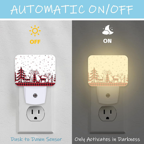 AKKAVNIA Night Light New Year Pattern Plug-in Wall LED Night Lamp with Dusk-to-Dawn Smart Sensor Lamp for Adult Bedroom