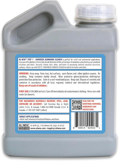 Commercial (16oz AL-NEW Anodized Aluminum Cleaner | Retail & Cleaner Perfect For Use On Anodized Windows, Doors, & More