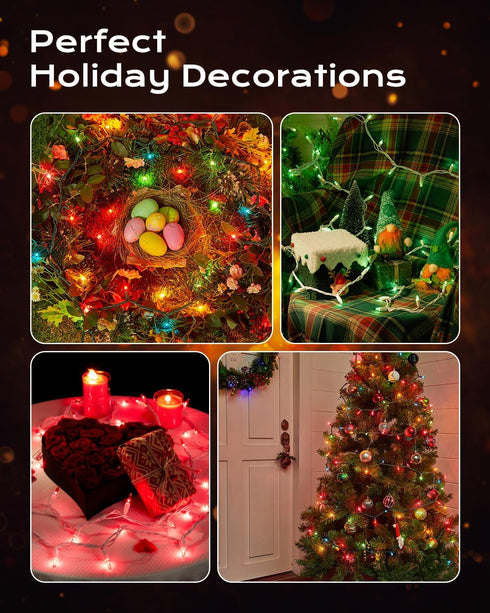 200-Count 50ft Bulb Brightown Clear Christmas String Lights, Incandescent Mini Lights for Indoor Holiday Decor
