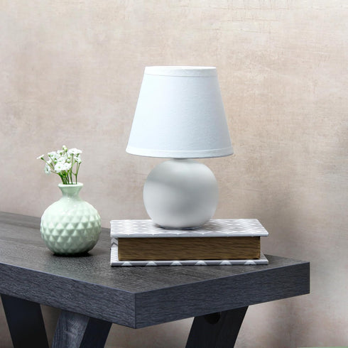 LT1196-OFF-2PK 8.66" 2-Pack Set Simple Designs Chic Little Globe Ceramic Table Lamp with Matching Tapered Shade