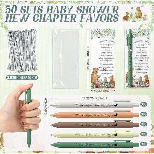 50 Set Engrowtic A New Chapter Will Soon Begin Baby Shower Gifts Pens for Guest Storybook Baby Shower Party Favors