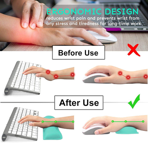 iFine Upgrade Cleanable PU Leather Keyboard Wrist Rest Pad & Mouse Cushion for School, Home, Office, Comfortable