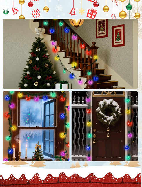 G40 50Ft 27 Bulbs, LED Globe Christmas String Lights, Multicolor Christmas Decorations Lights Shatterproof with LED