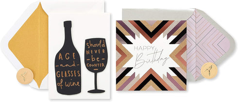 Papyrus Birthday Cards in Black and Gold, 2-Count
