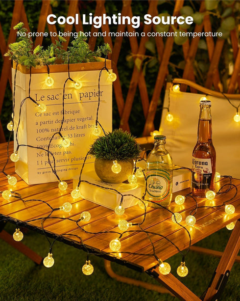 2 Pack 60 36.5 8 Solar String Lights Outdoor Waterproof, LED FT Each, Solar Powered Patio Lights with Lighting Modes
