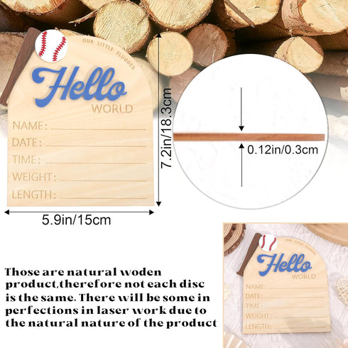 TERJIO Baseball Hello World Bulletin Board - Newborn Birth Record Card Photo Props,Hospital Nursery