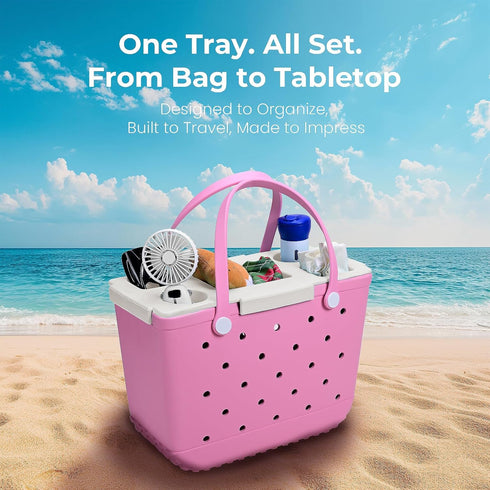 ZYTONGMAO Tote Topper Tray Accessories for Tote Bogg Bag Large Waterproof EVA Table Top Organizer Lid with Cup Holder