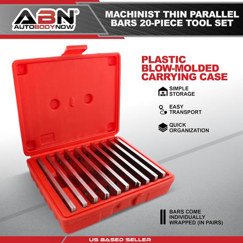 ABN Machinist Thin Parallel Bars 20-Piece Tool Set, 1/8in x 6in Straightedge Bar Blocks
