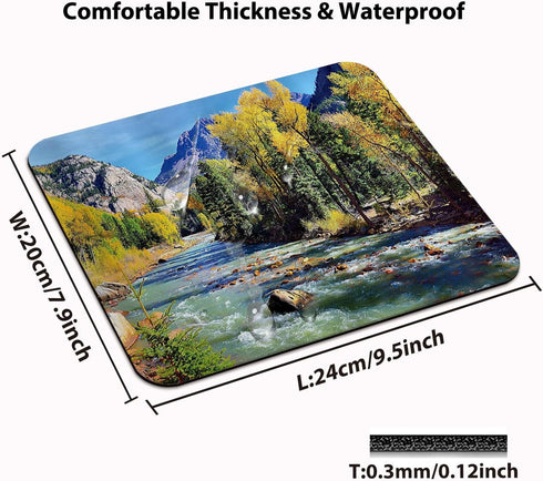 Wknoon Summer Natural Landscape Mountains of Colorado with Forest and River Foliage Idyllic Photo Mouse Pad