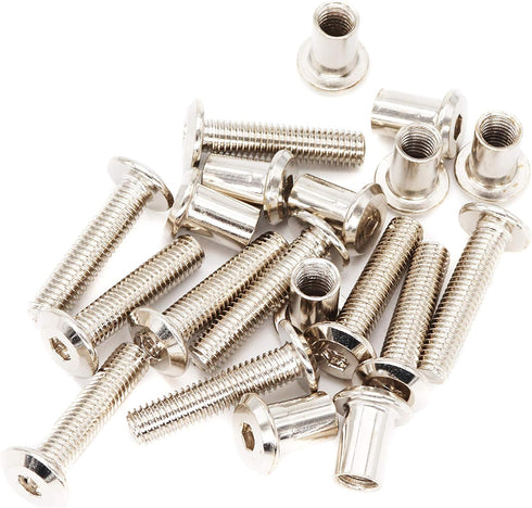 binifiMux 10-Set M8x35mm Rivet Countersunk Hex Socket Cap Bolts and Nuts for Furniture, Nickel Plated