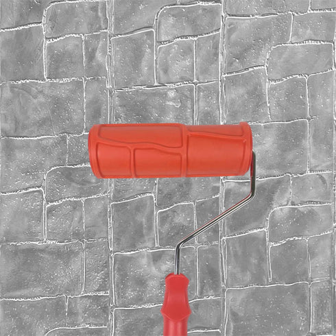 8'' Patterned Paint Roller for Wall Decoration, Classic Brick Embossing Texture Rubber Tool for DIY Art