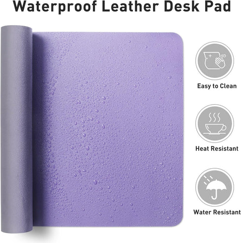 Leather Desk Pad Protector, Non-Slip PU Leather Blotter, Waterproof Writing Pad for Office Home (23.6" x 13.7",