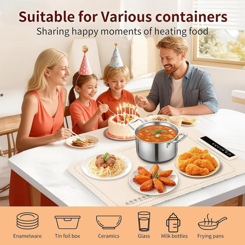 Countertop, 4 Warming Mat for Food - Electric Silicone Food Warming Tray for Buffet, Rollable Food Warmer Mat for Fast