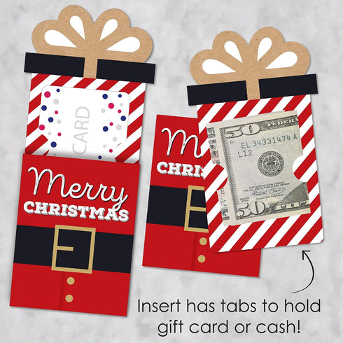 Set 8 Big Dot of Happiness Jolly Santa Claus, Christmas Money and Gift Card Sleeves, Nifty Gifty Christmas Gift Card