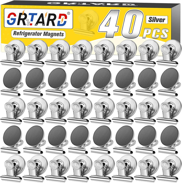 GRTARD Magnetic Clips, 40 Pack, Strong Refrigerator Magnets, 1.2 Inch, Whiteboard Magnetic Hooks Clips