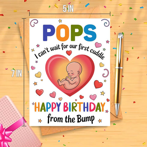 Moonlit93 Pops - I Can't Wait For Our First Cuddle Happy Birthday From The Bump! Card - Ideas Birthday Card For Pops