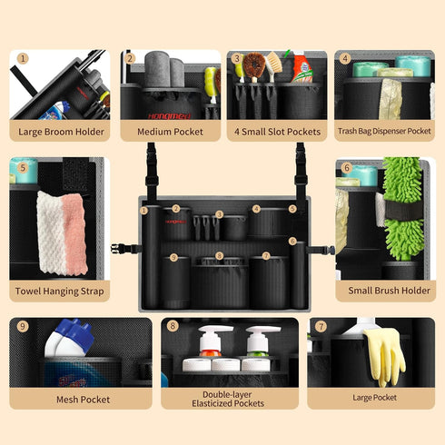 1680D 32-55 Hongmed Trash Can Caddy Bag: Fabric Heavy-Duty Cleaning Caddy with Adjustable Buckle fits gal Trash Can
