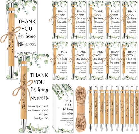 Fulmoon 120 Set Employee Appreciation Gifts with Thank You Bookmark Cards, Bamboo Pens, and May You Be Proud Sign for